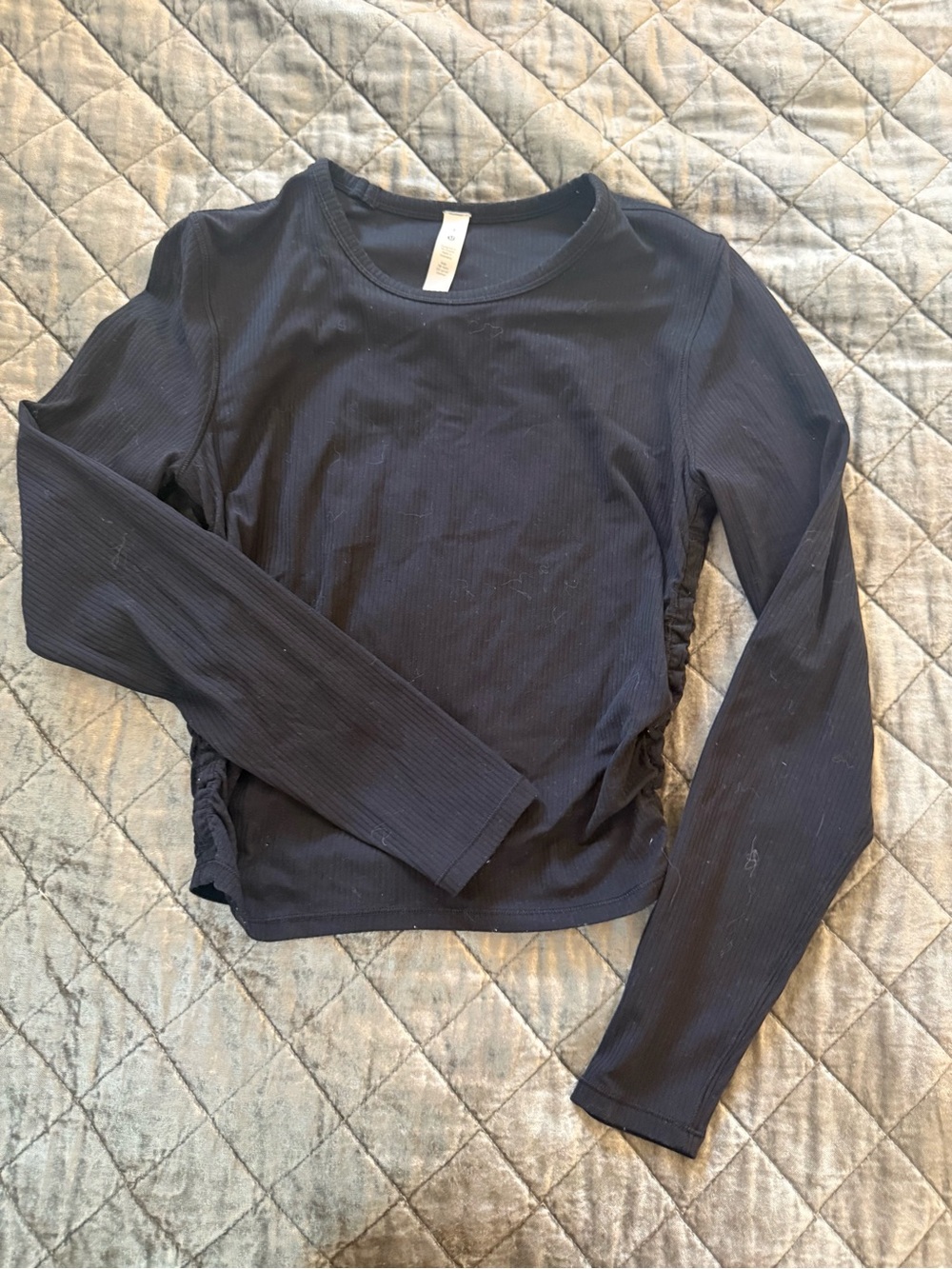 lululemon athletica Black Ribbed Long Sleeve Crop Top